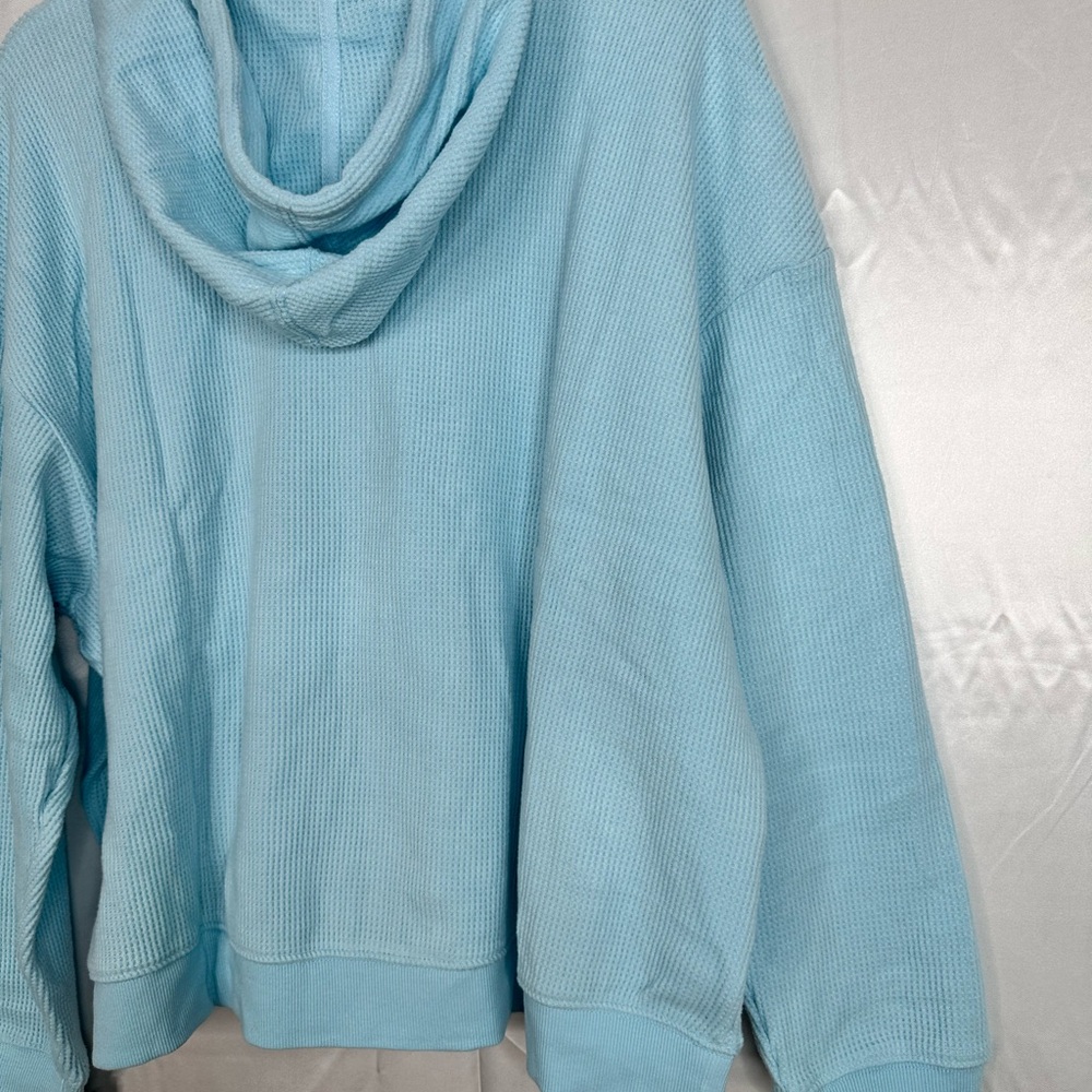 Auden Light Blue Waffle Knit Hoodie & Shorts Set Plus 4X NWT - Picture 9 of 11